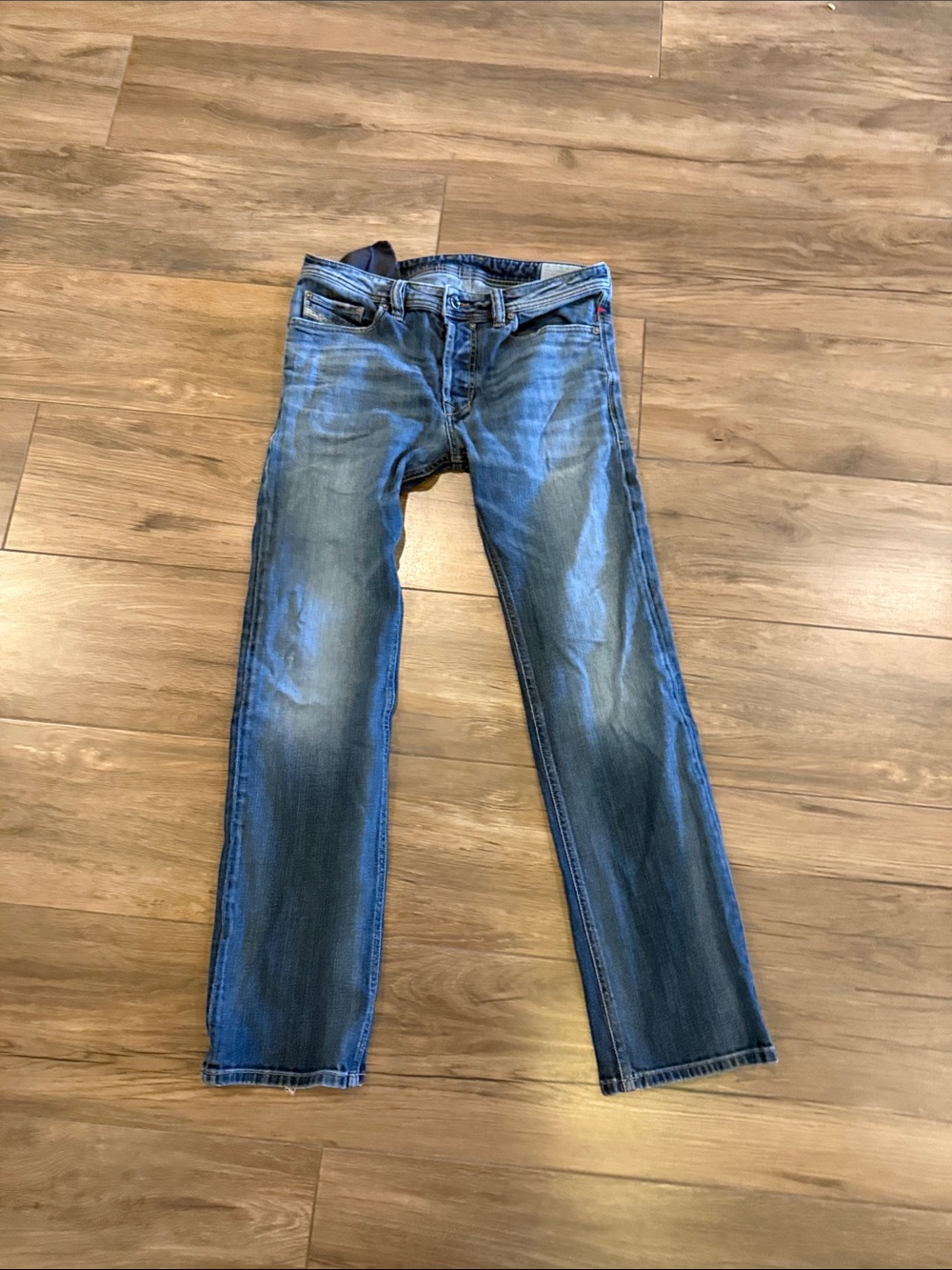 Diesel Men’s Faded Blue Straight Jeans